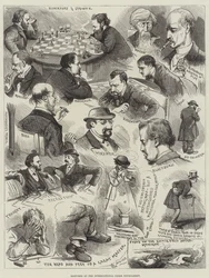 Schetsen op het internationale schaaktoernooi